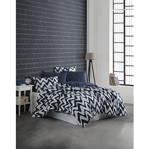 Bavlněné povlečení 140x200+70x90 Vlnky tmavě modré