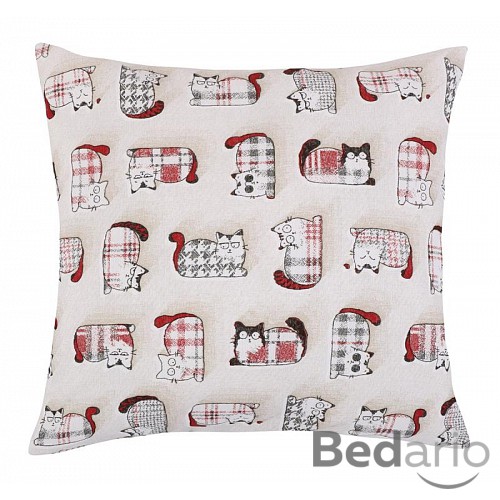 Bavlněný povlak na polštář EMA 45x45 - Červená kočka