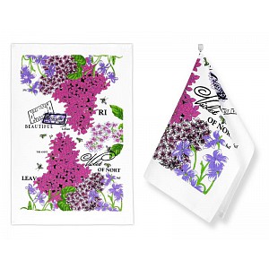 Kuchyňské utěrky - sada 2 kusů - Fialky