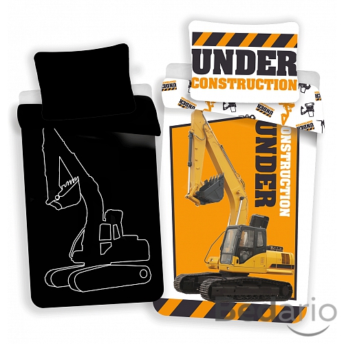 Bavlněné povlečení 140x200+70x90 Bagr (ve tmě svítí)