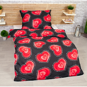 Polybavlněné povlečení DeLuxe  140x200+70x90 Valentýn