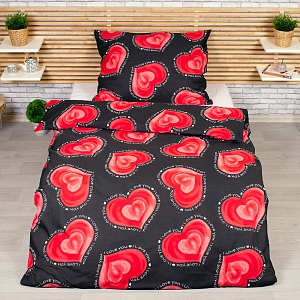 Polybavlněné povlečení DeLuxe  140x200+70x90 Valentýn