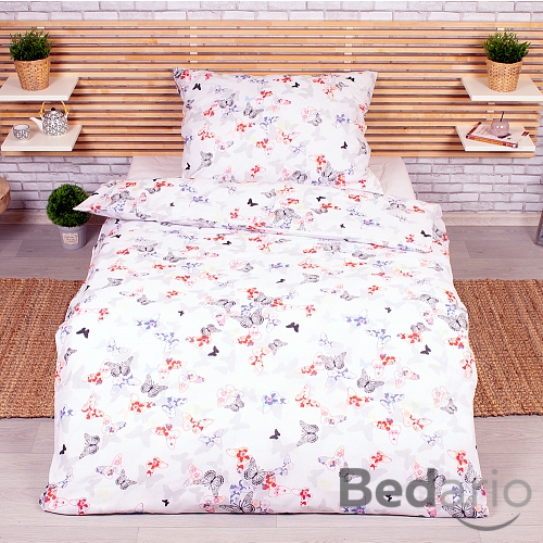 Polybavlněné povlečení DeLuxe 140x200+70x90 Barevní motýli