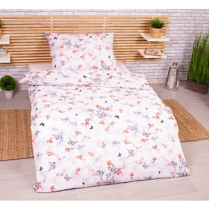 Polybavlněné povlečení DeLuxe 140x200+70x90 Barevní motýli