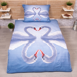 3D povlečení 140x200+70x90 Labutě