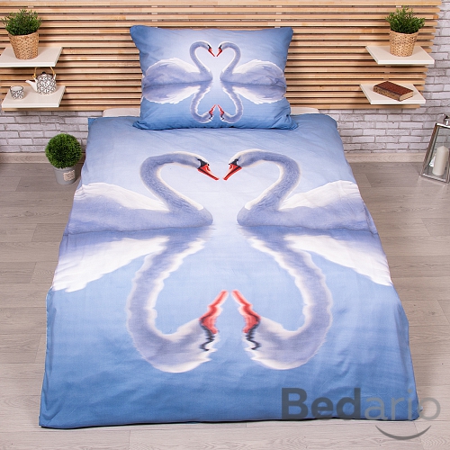 3D povlečení 140x200+70x90 Labutě