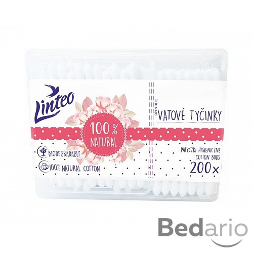 Papírové vatové tyčinky 100% natural Linteo 200 ks v boxu
