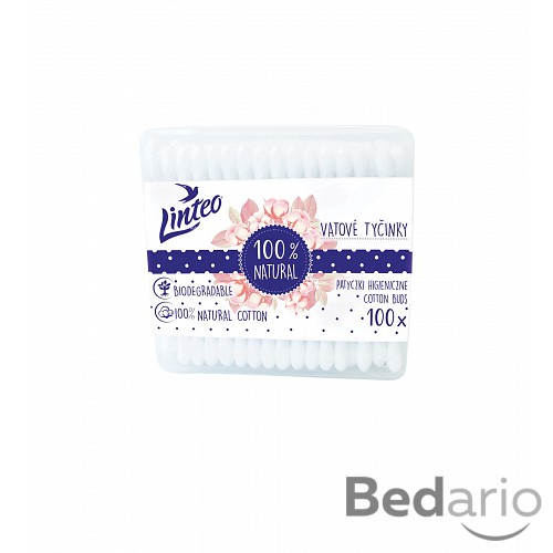 Papírové vatové tyčinky 100% natural Linteo 100 ks v boxu