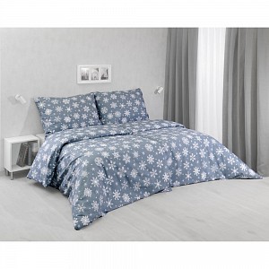 Vánoční bavlněné povlečení 140x200+70x90 Vločky šedé