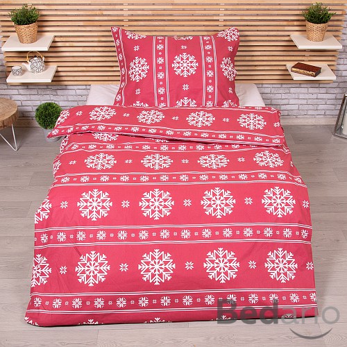 Luxusní Bavlněné povlečení 140x200+70x90 Vánoční červené