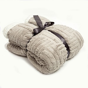 Velká beránková deka RASTR 220x200 - Světle šedá