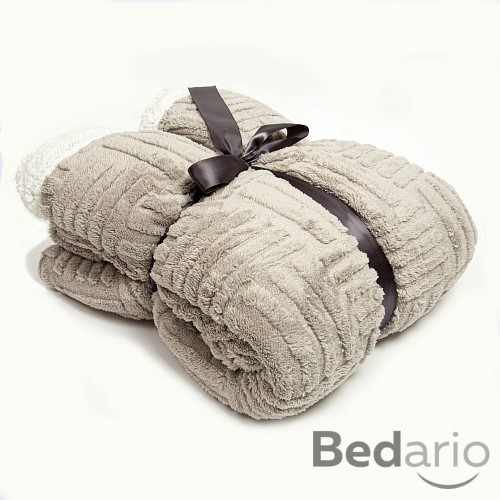 Velká beránková deka RASTR 220x200 - Světle šedá