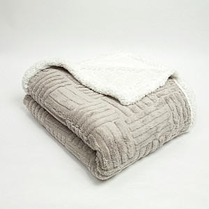 Velká beránková deka RASTR 220x200 - Světle šedá