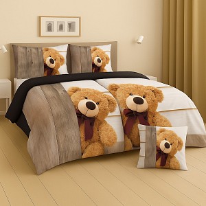 Sedmidílná sada 3D povlečení se vzorem 140x200+70x90  Teddy Bear