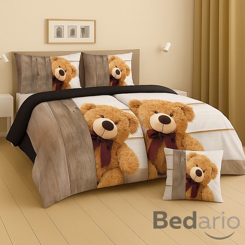 Sedmidílná sada 3D povlečení se vzorem 140x200+70x90  Teddy Bear