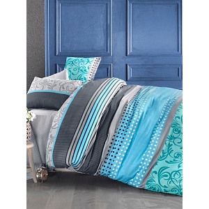 Bavlněné povlečení 140x200+70x90 Miranda tyrkysová