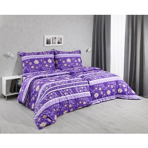 Bavlněné povlečení 140x200+70x90 Květinový vzor fialový