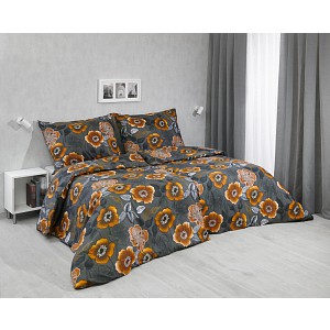 Bavlněné povlečení 140x200+70x90 Květiny oranžové
