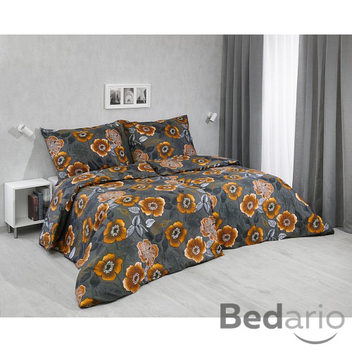 Bavlněné povlečení 140x200+70x90 Květiny oranžové