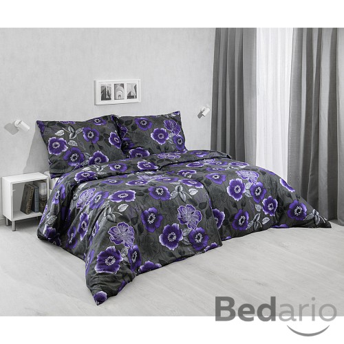 Bavlněné povlečení 140x200+70x90 Květiny purple
