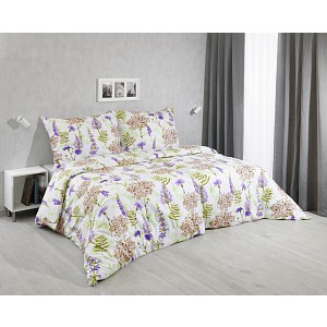 Bavlněné povlečení 140x200+70x90 Luční květiny fialové