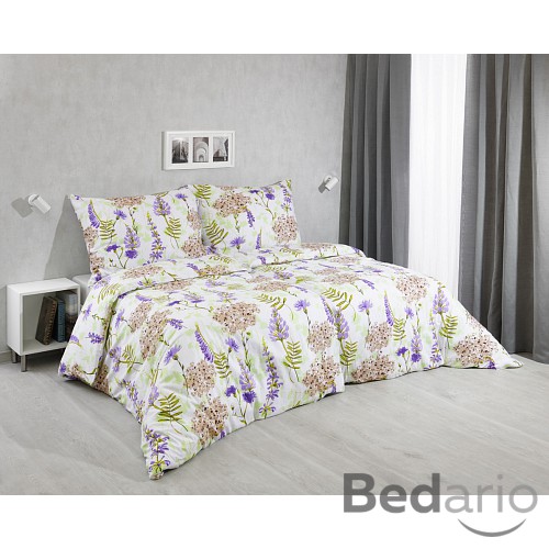 Bavlněné povlečení 140x200+70x90 Luční květiny fialové