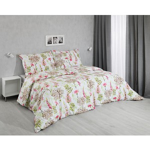 Bavlněné povlečení 140x200+70x90 Luční květiny korálové