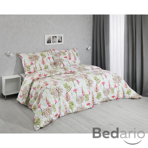 Bavlněné povlečení 140x200+70x90 Luční květiny korálové