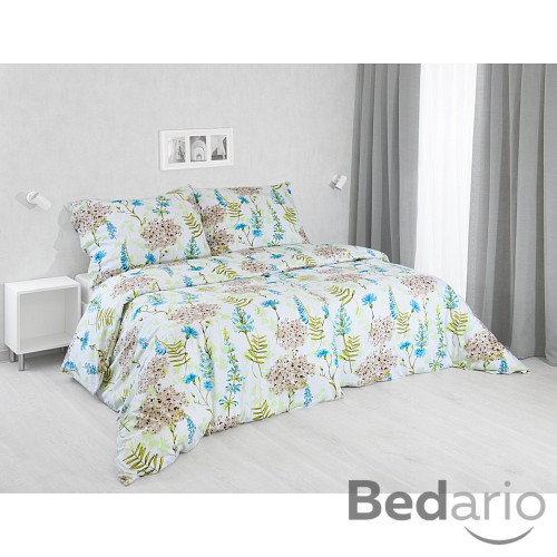 Bavlněné povlečení 140x200+70x90 Luční květiny azurově modré