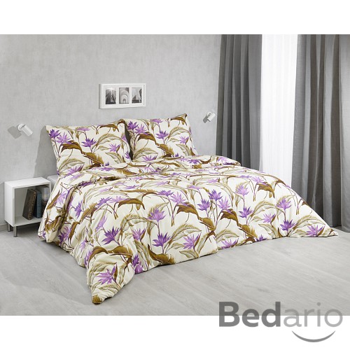 Bavlněné povlečení 140x200+70x90 Tropical flowers purple
