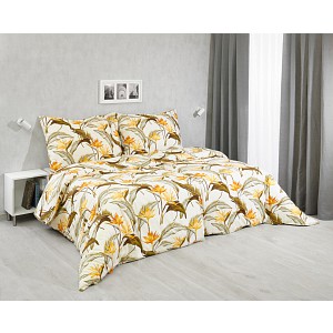 Bavlněné povlečení 140x200+70x90 Tropical flowers orange