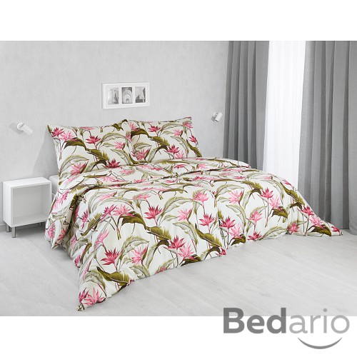 Bavlněné povlečení 140x200+70x90 Tropical flowers pink