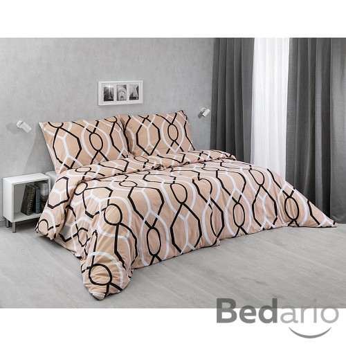 Flanelové povlečení 140x200+70x90 Mřížky béžové