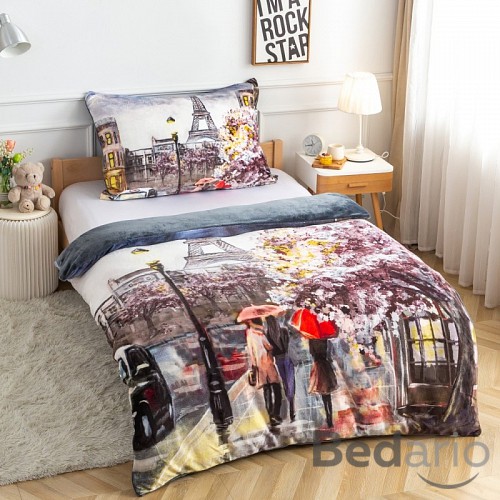 Mikroplyšové povlečení Premium 140x200+70x90 Paříž