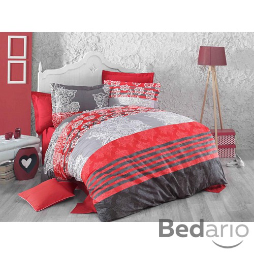 Bavlněné povlečení DELUX RED STRIPES 140x200+70x90