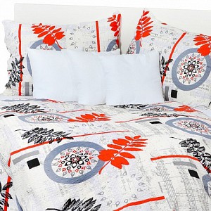 Bavlněný povlak kapradí šedo-červené 40x40