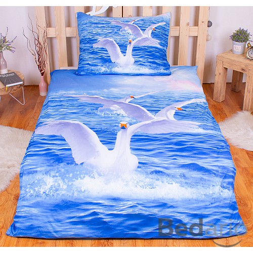 3D povlečení 140x200+70x90 Labutě