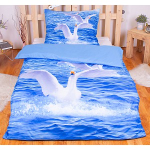 3D povlečení 140x200+70x90 Labutě