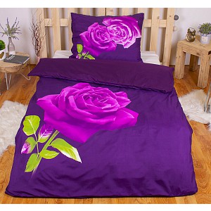 3D povlečení 140x200+70x90 Růže fialová