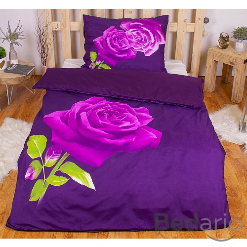 3D povlečení 140x200+70x90 Růže fialová