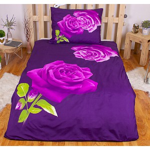 3D povlečení 140x200+70x90 Růže fialová