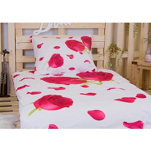 3D povlečení 140x200+70x90 Růže červená
