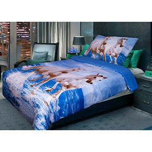 3D povlečení 140x200+70x90 Pár koní