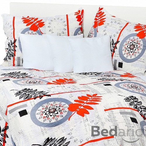 Bavlněný povlak kapradí šedo-červené 70x90