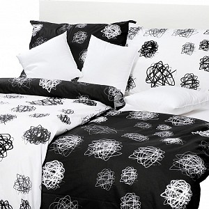 Bavlněný povlak orbit černo-bílý 70x90