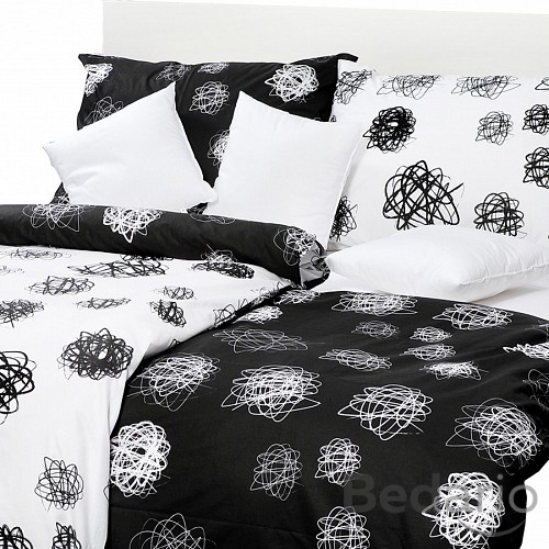 Bavlněný povlak orbit černo-bílý 70x90