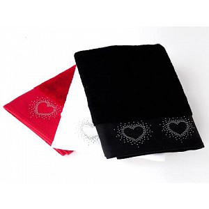 Bambusový ručník Bamboo SRDÍČKA - černý