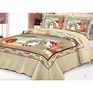 Přehoz na postel s povlaky na polštářky 240x220 + 2x50x70 VILLAGE