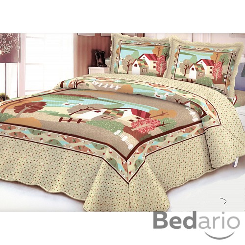 Přehoz na postel s povlaky na polštářky 240x220 + 2x50x70 VILLAGE