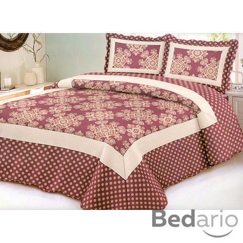 Přehoz na postel s povlaky na polštářky 240x220 + 2x50x70 BORDO